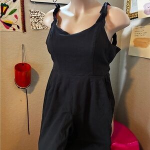 Copper Key Black Sleeveless Jumpsuit with Ruffled Straps